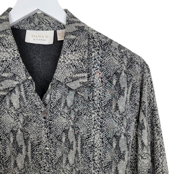 Dana B & Karen 100% Silk Animal Print Shirt and Pants Set - Size 12 - Picture 3 of 10